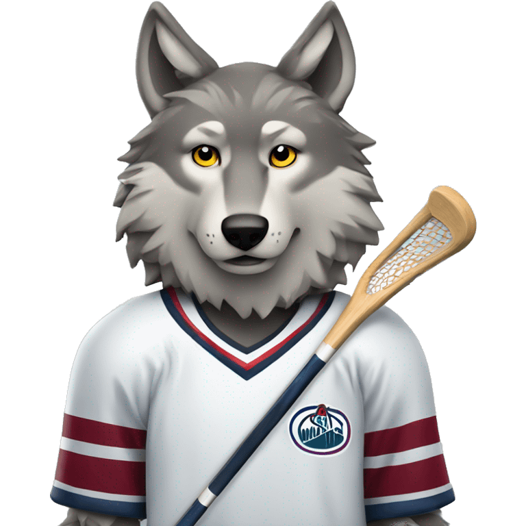 A wolf with hockey sticks behind him emoji