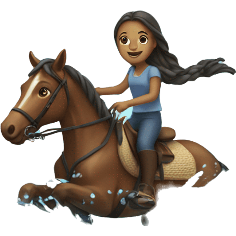 Girl riding horses in water emoji