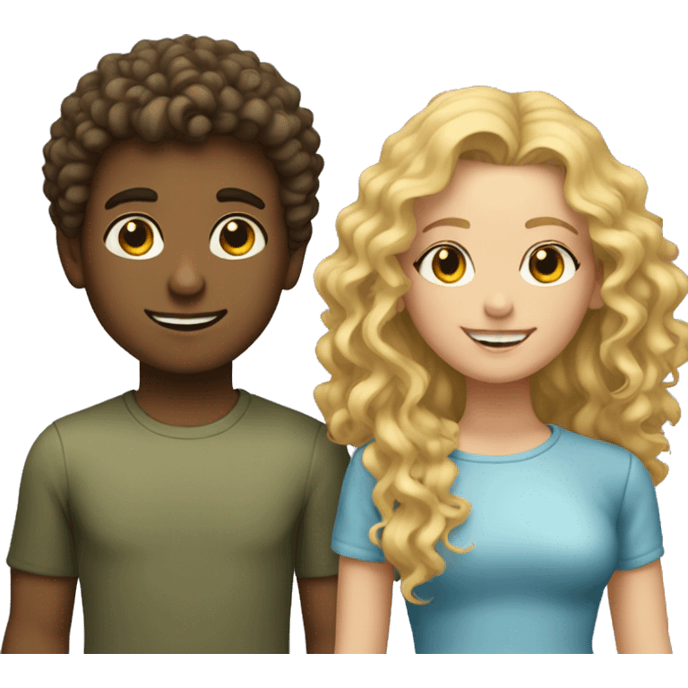 boy with brunette curly hair and girl with blonde hair emoji