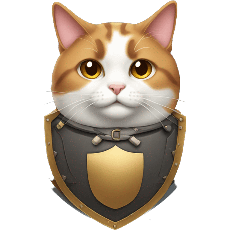 Fat calico cat with a shield  emoji