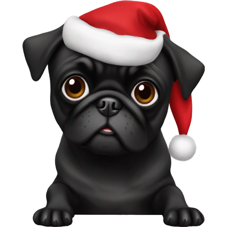 Black pug with Santa emoji