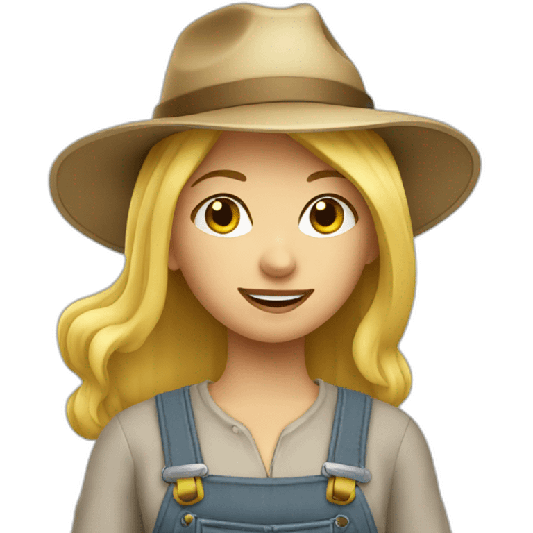 blonde farmer girl with hat emoji