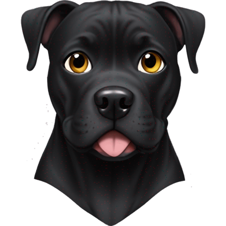 all black pitbull with opposit eyes emoji