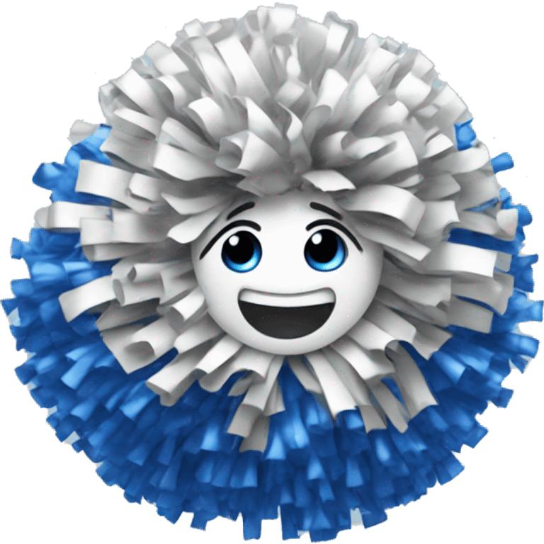 Cheerleading pom-poms, blue and silver emoji