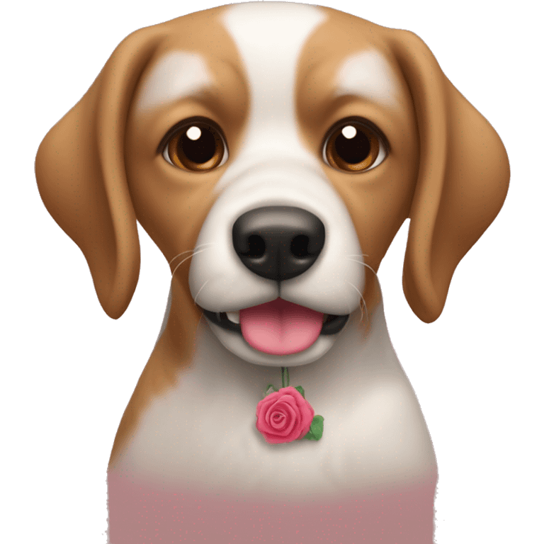 haz un perro marrón con un lazo rosita emoji