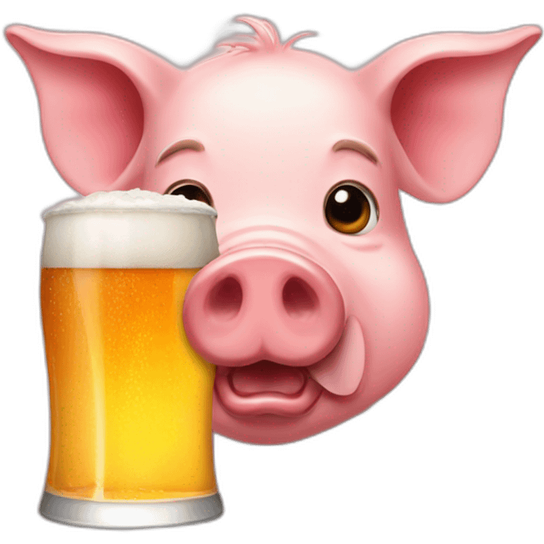 A pig with a beer emoji