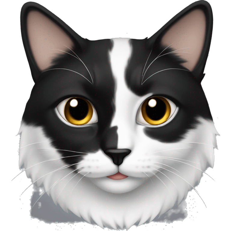 half Black and half white long hair cat with black spot on muzzle emoji