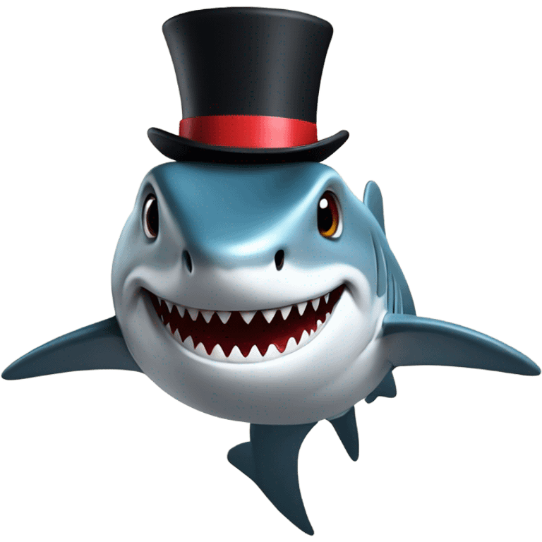 Shark with a top hat emoji