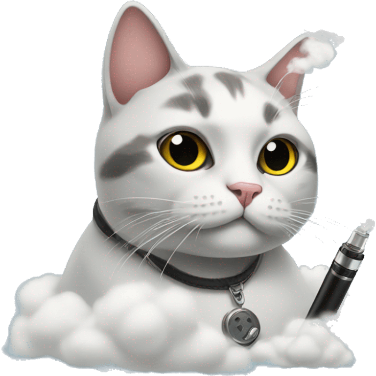 Cat with vape and clouds emoji