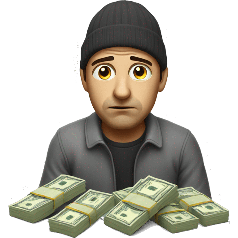 sad man with money photorealistic serious emoji