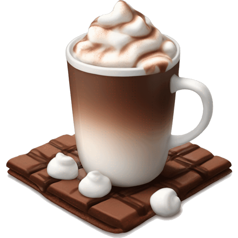 Hot chocolate with whipped cream and marshmallows emoji