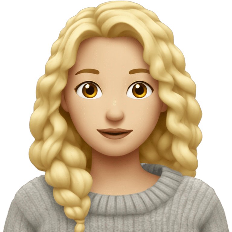 Cozy blond girl with sweater emoji