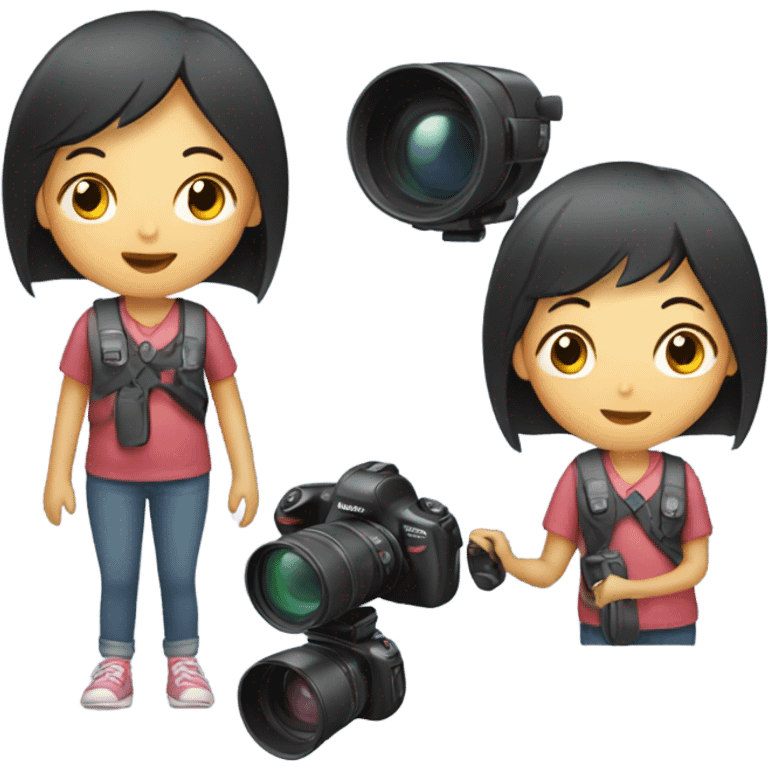 asian girl with video camera emoji