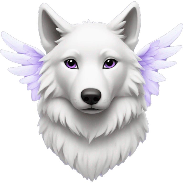 White wolf with lavender wings emoji