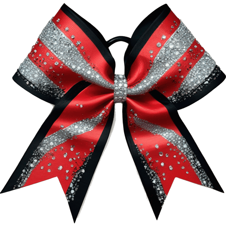 Red and black cheer bow with silver rhinestones emoji