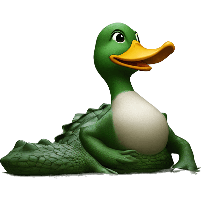 A duck on top of a alligator emoji