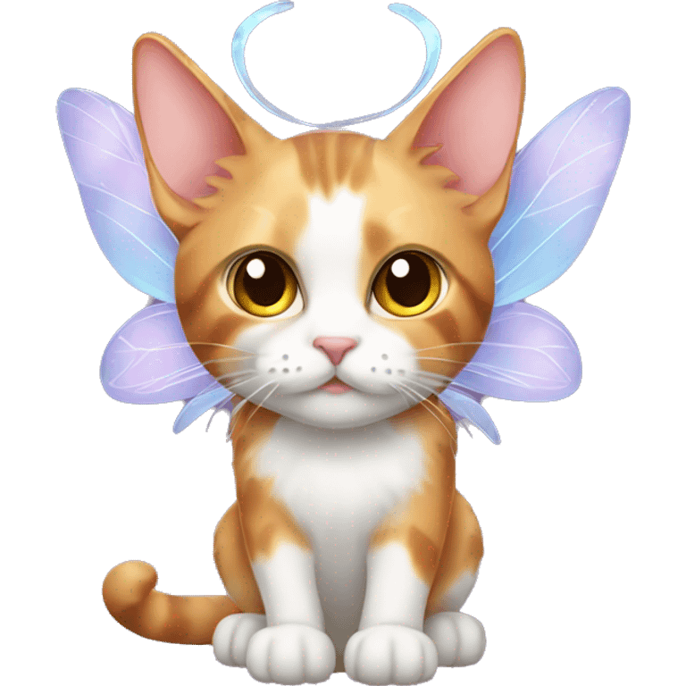 calico cat with fairy wings emoji