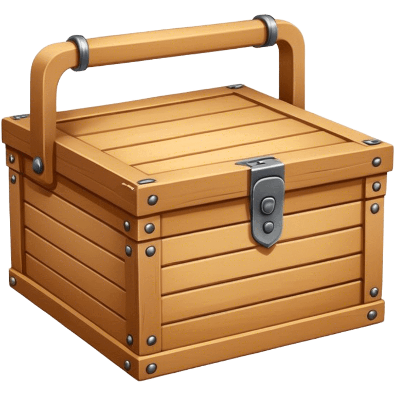 A rectangular or square box, usually made of wood or metal, used for storing items, often with a lid and handle emoji