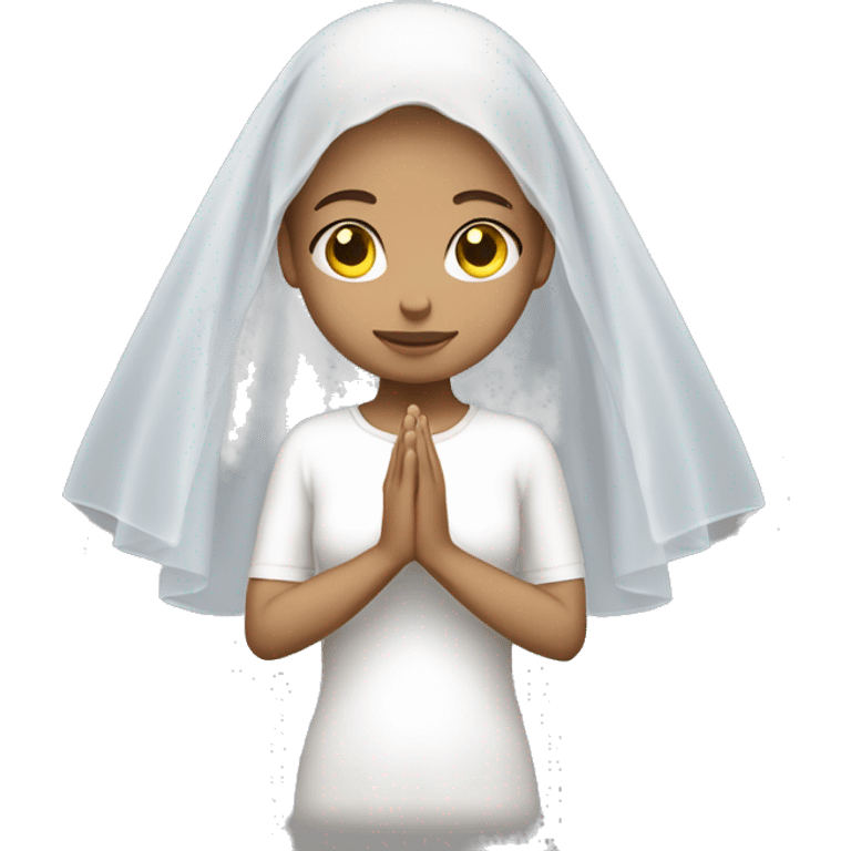 Light skin girl praying with white veil  emoji