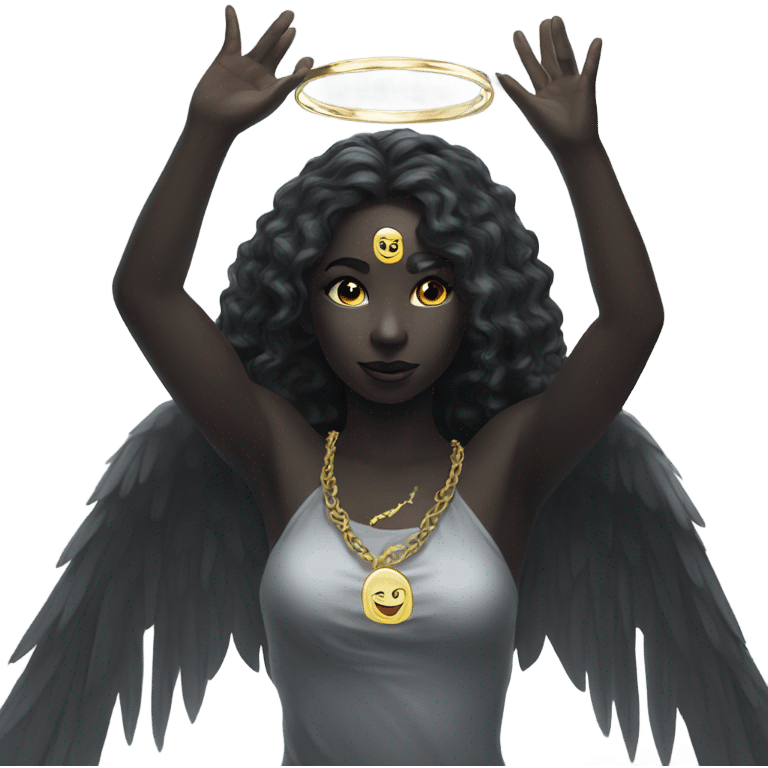 Black-Ghost-money-angel halo ring-above head emoji