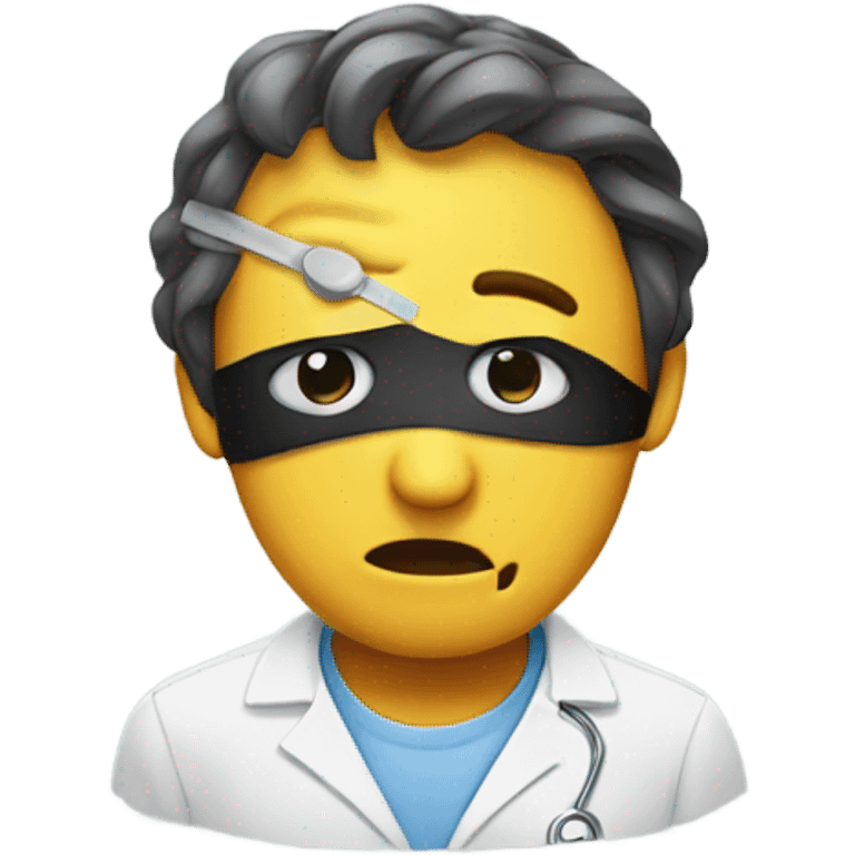 classic emoji looking sad with a medical eye patch on one eye  emoji