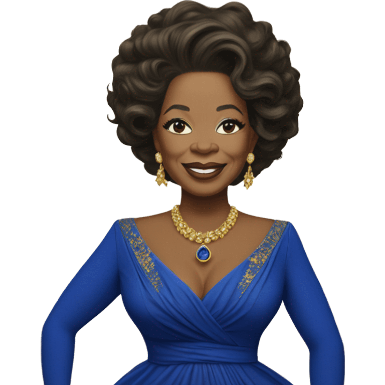 Oprah Winfrey Royal blue and gold dress emoji