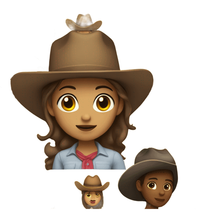 brown hair girl with cowboy hat, default yellow skin emoji