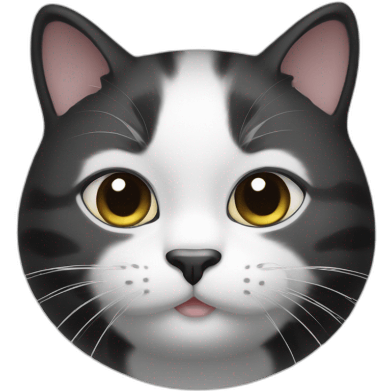 cute chubby black-and-white-cat emoji