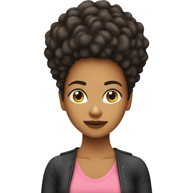 Chica mestiza con cabello afro acostada emoji