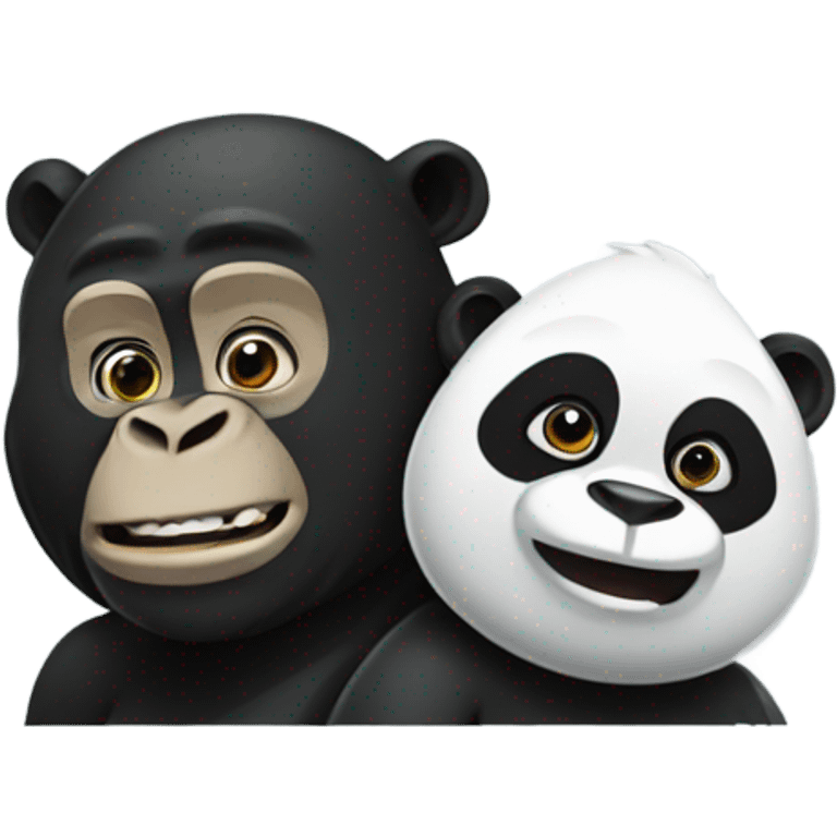 Panda and a gorilla playing  emoji