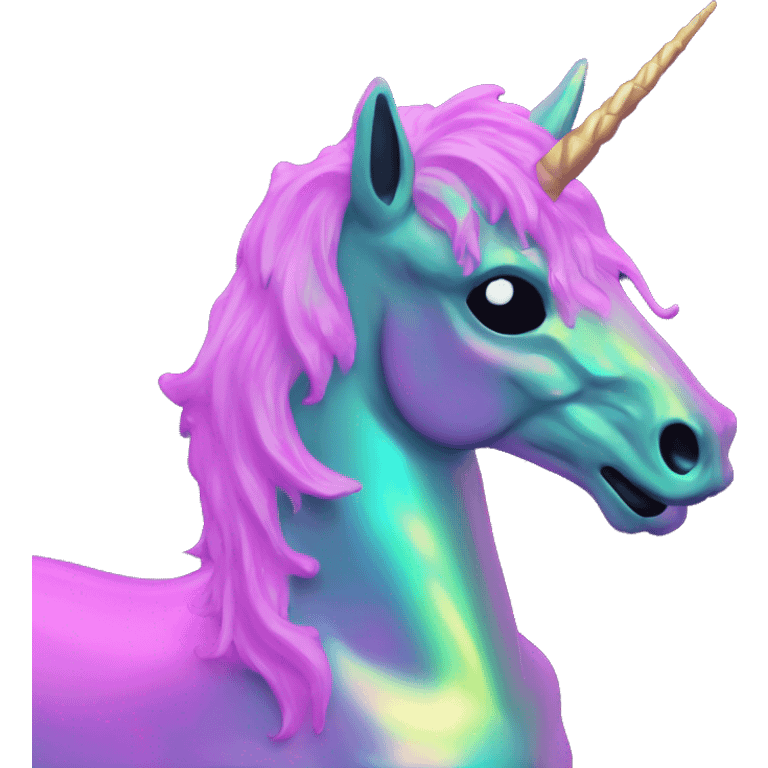 Vaporwave black holographic oilslick zombie unicorn  emoji