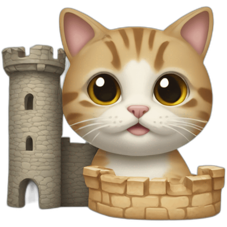 Un chat qui mange un château emoji