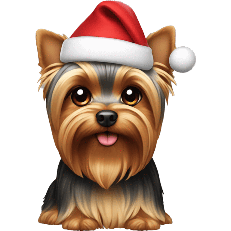 yorkie dog wearing santa hat  emoji