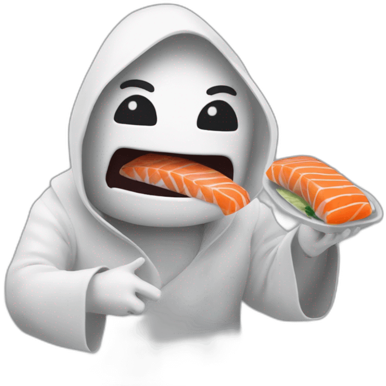 Fantôme qui mange des sushis  emoji