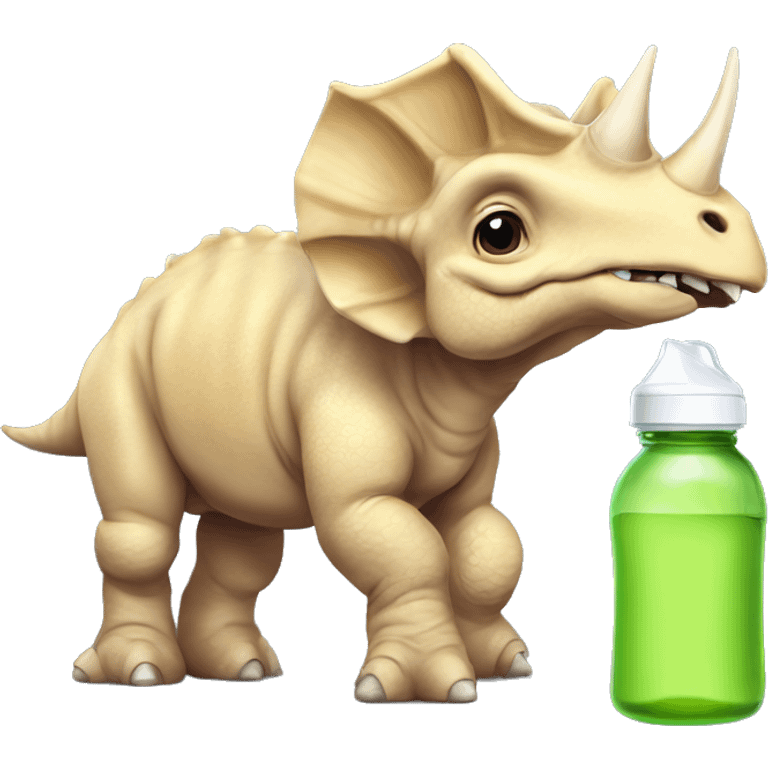 Triceratops with a baby bottle emoji