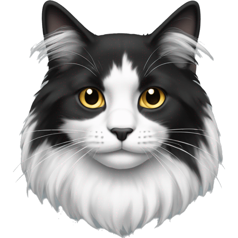 Black and white long haired cat emoji