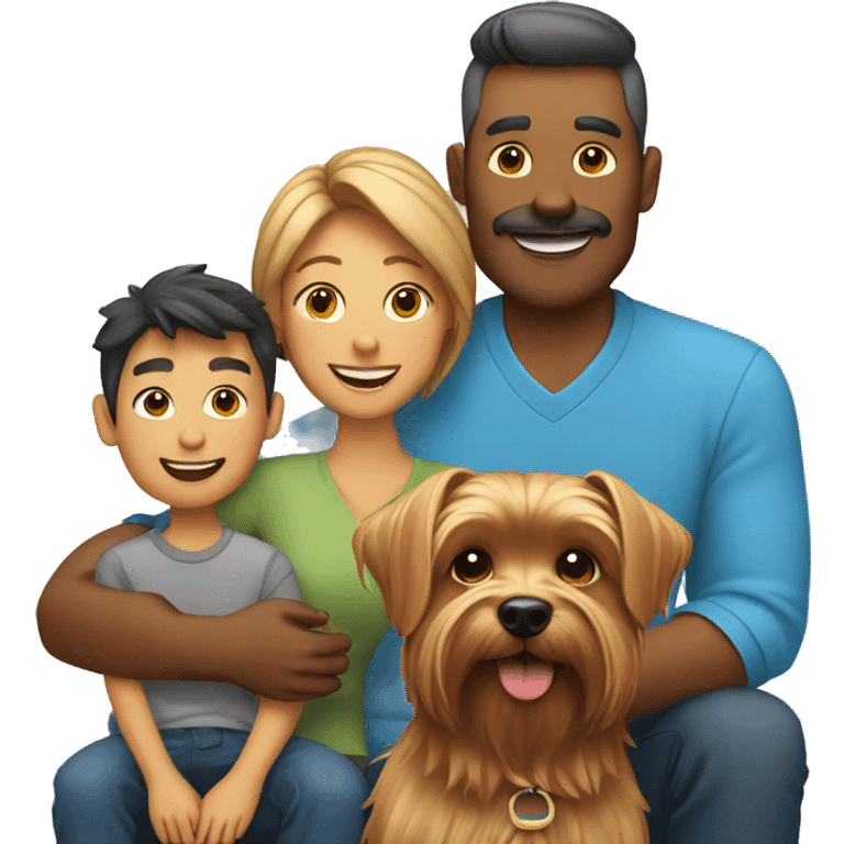 Dad,mom,son and Yorkshire Terrier dog emoji