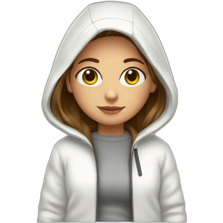 My girlfriend in a coat and a white sweatshirt emoji