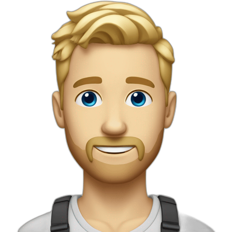 blonde guy with a taper fade, short beard, blue eyes and a big nose emoji