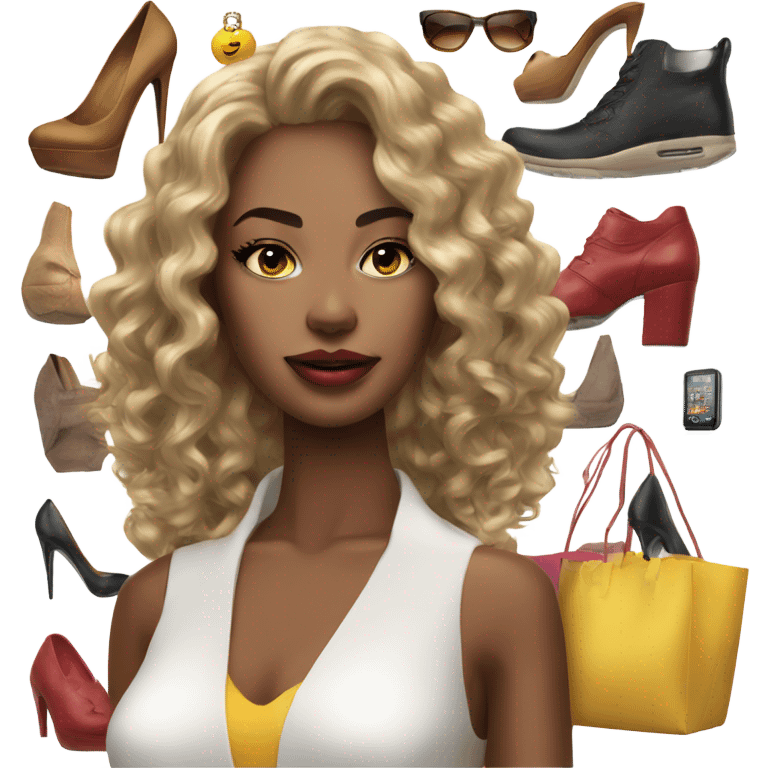 Hyper Realistic beautiful high fashion model shopping  emoji