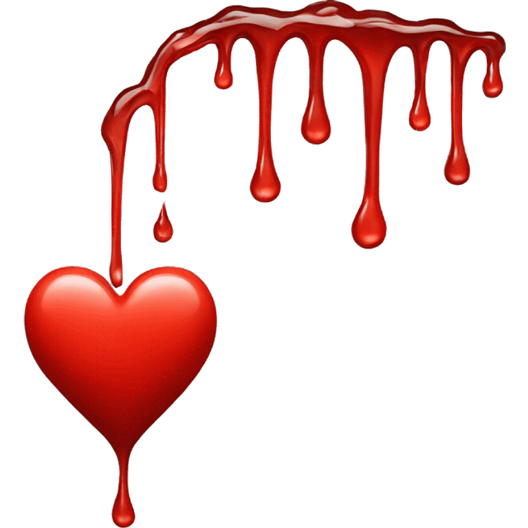 Red heart halfway filled dripping  emoji