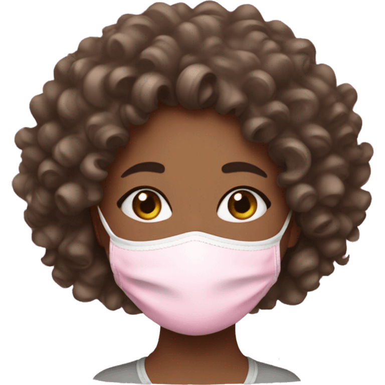 Girl with a pink mask and curly hair  emoji