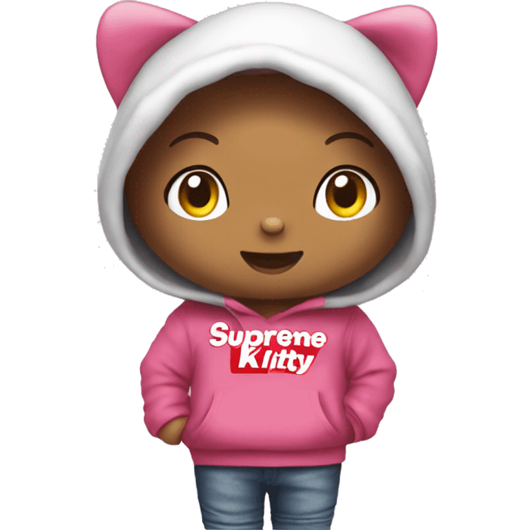 Hello kitty wearing a supreme hoodie emoji