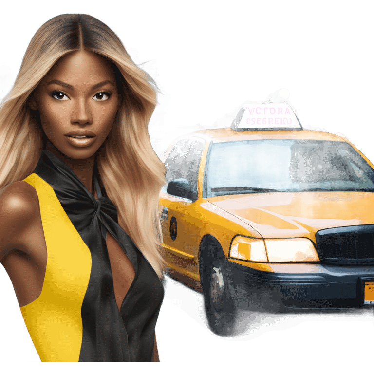 Photo of Victoria secret model posing by a taxi  emoji