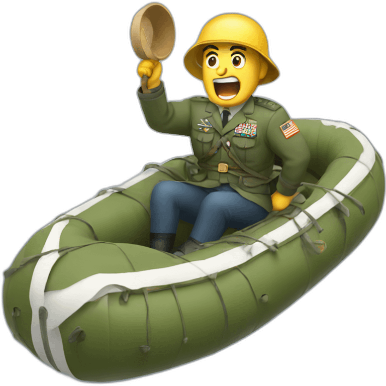 Yelling army general in a raft emoji