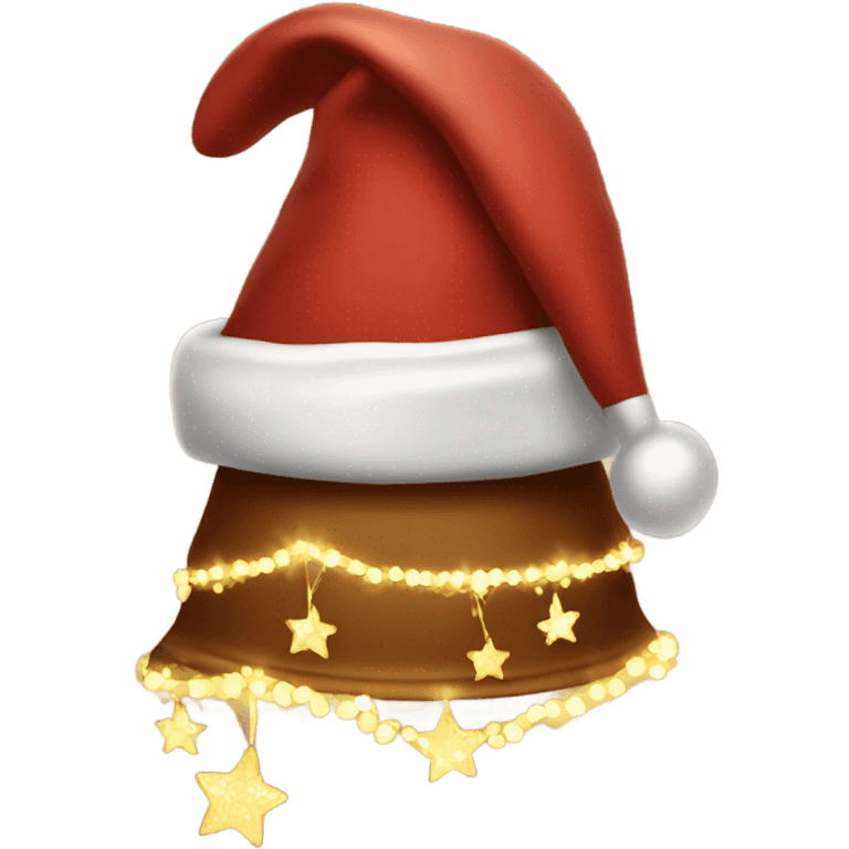 brown santa claus hat with shimmering garland emoji