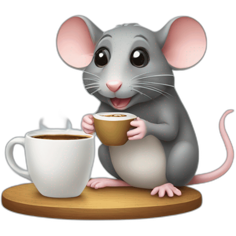 cute rat drinking coffee emoji