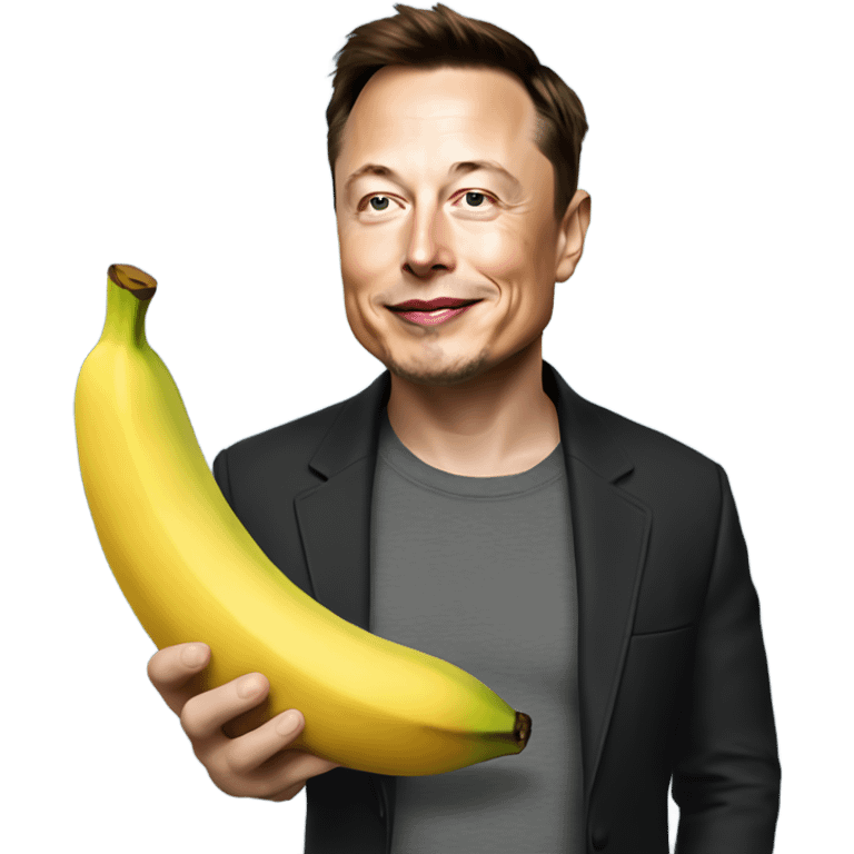 Elon musk holding a banana emoji