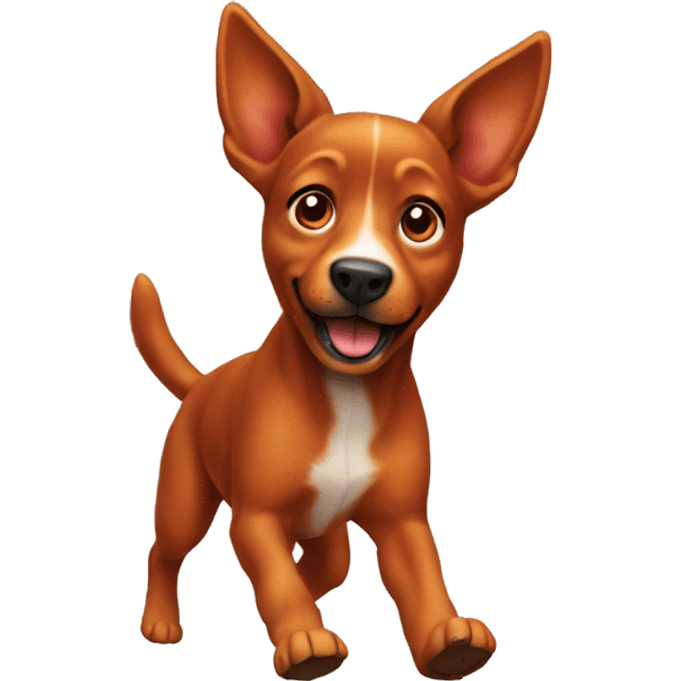 realistic solid red dog with pointed ears running emoji