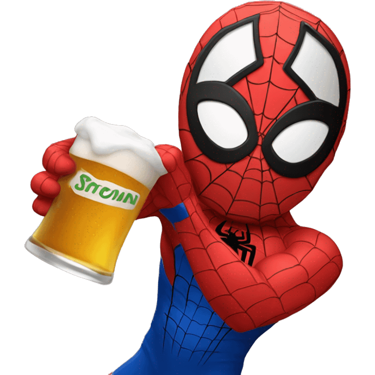 Make a spiderman holding beer emoji